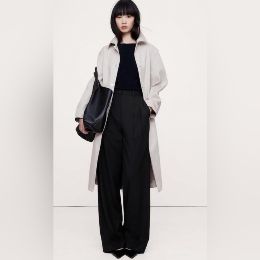 Banana Republic Soho wide-leg high-rise black wool pants